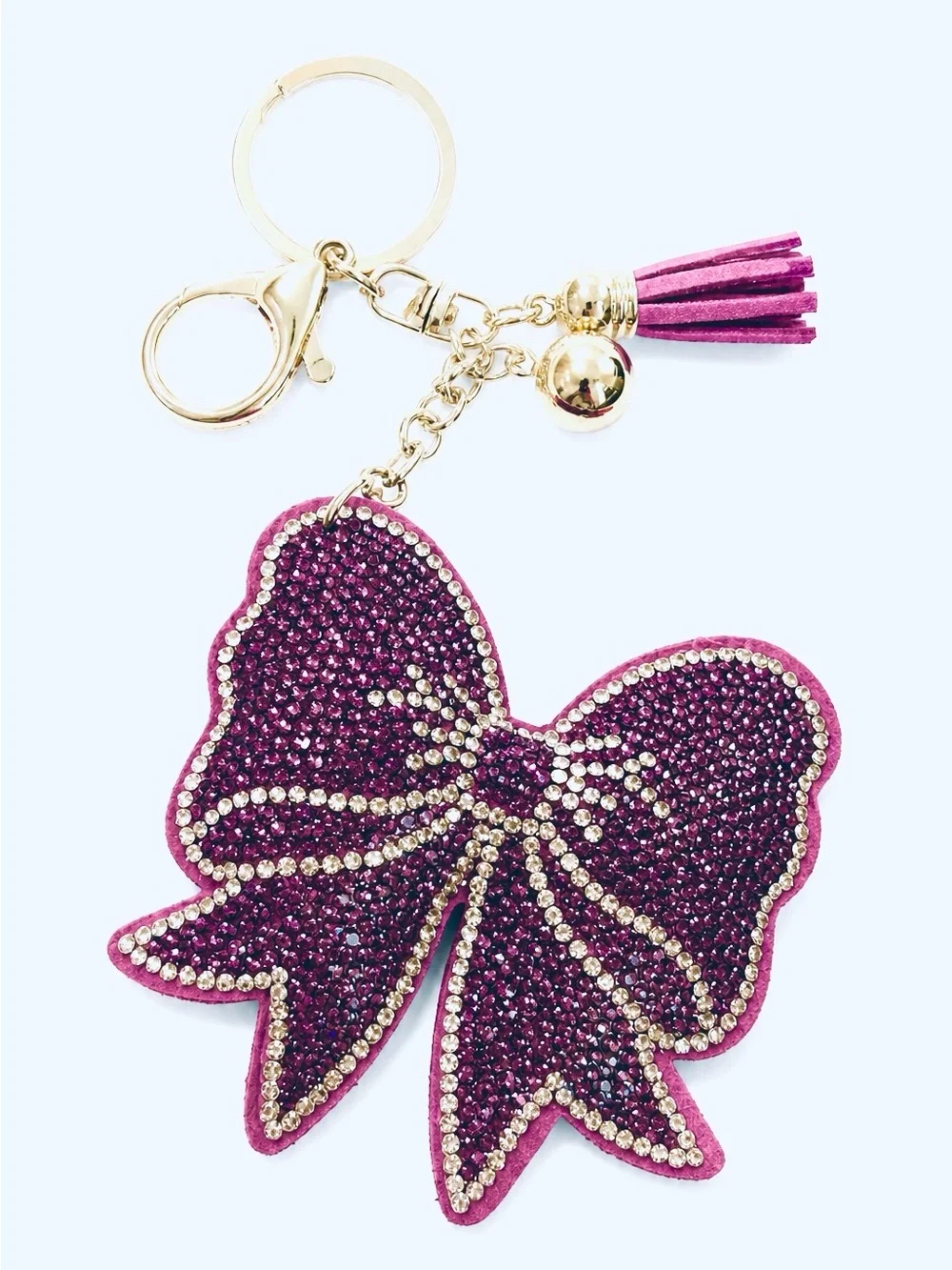 Rhinestone Purple Bow Keyring bag backpack charm